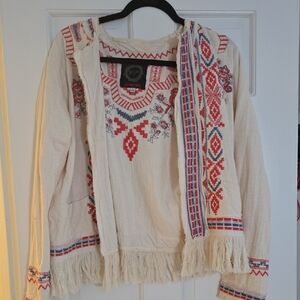 Johnny Was Embroidered Cream Jacket M